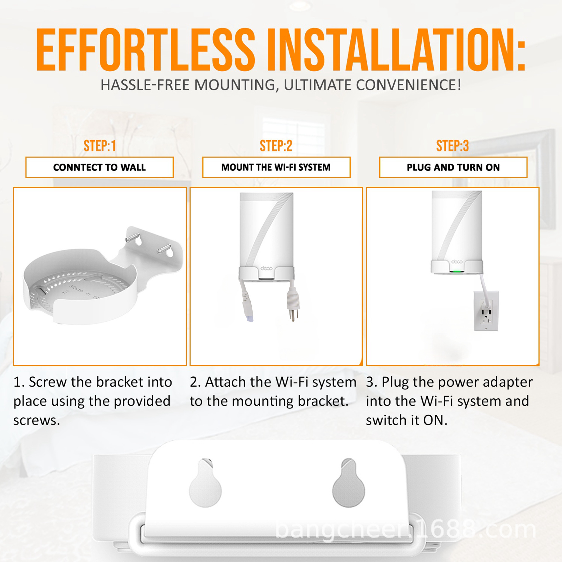 アルミ合金壁挂けブラケットtp link deco BE75/BE85/BE95 Mesh WiFi 7に适しています