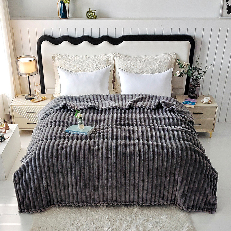 Transfronterizo nuevo Amazon 4 cm de estilo nórdico tira de lana de conejo mantas de peluche aire acondicionado hogar siesta mantas de comercio exterior