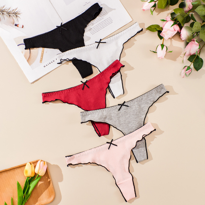 New Women's thong underwear women's T pants bow cotton women's low waist underwear cross-border European and American foreign trade