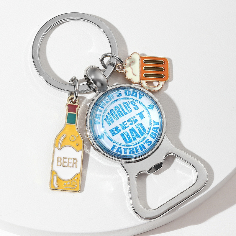 Creative American beer keychain pendant cross-border parent plot gift bottle opener metal key ring pendant wholesale