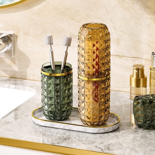 High-looking mouthwash cup for home couple toothbrush cup, light luxury student dormitory plastic diamond pattern mouthwash cup