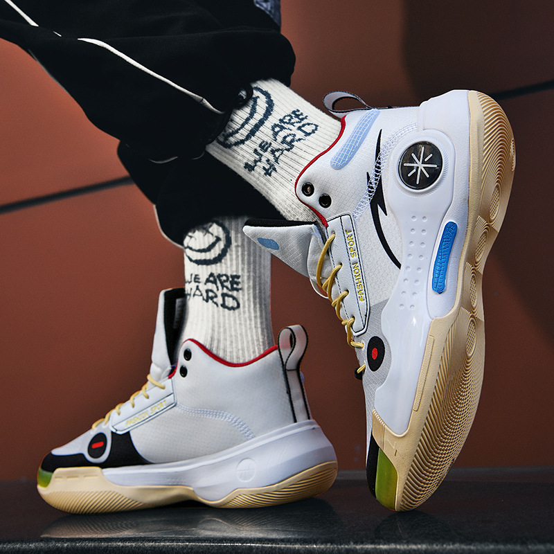Zapatos de baloncesto anti-deslizante juveniles de moda nacional, fricción sonora de amortiguación de los zapatos de baloncesto casuales de pareja