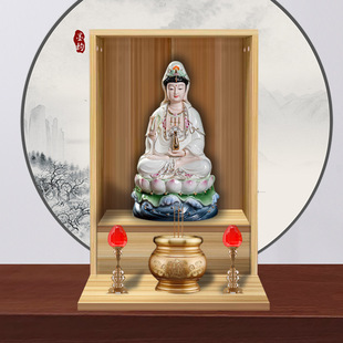 Economical household incense table Buddha niche small desk wall-mounted God table shrine with door Guanyin cabinet