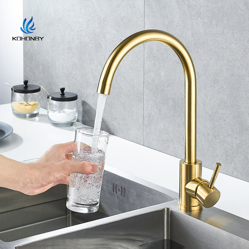 Factory direct supply 304 stainless steel three-way kitchen faucet hot and cold mixed kitchen faucet
