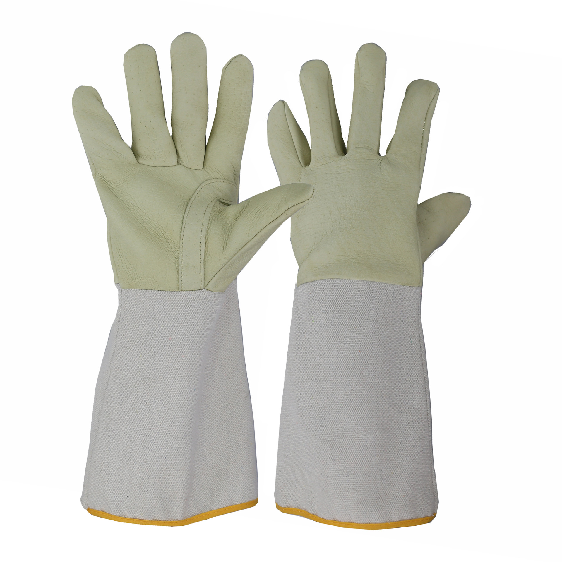 外贸出口热销猪皮+帆布长款电焊手套劳保手套批发产地货源防护手