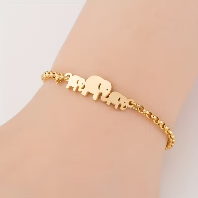 Cross-Border Hot Selling Stainless Steel Elephant Bracelet for Women Korean Style Simple Jewelry Women's Stainless Steel Animal Accessories Women's Bracelet