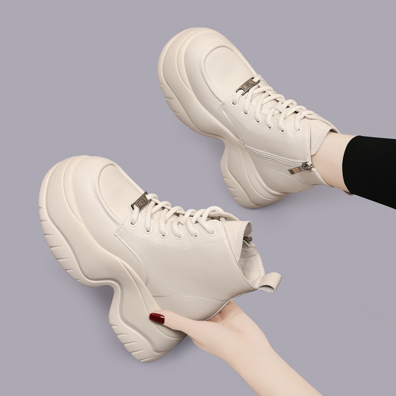 2024 New Autumn Winter Martin Boots For Women Thick Sole Height Increasing Waterproof Platform High Top Simple Comfortable Versatile_vogvips.com
