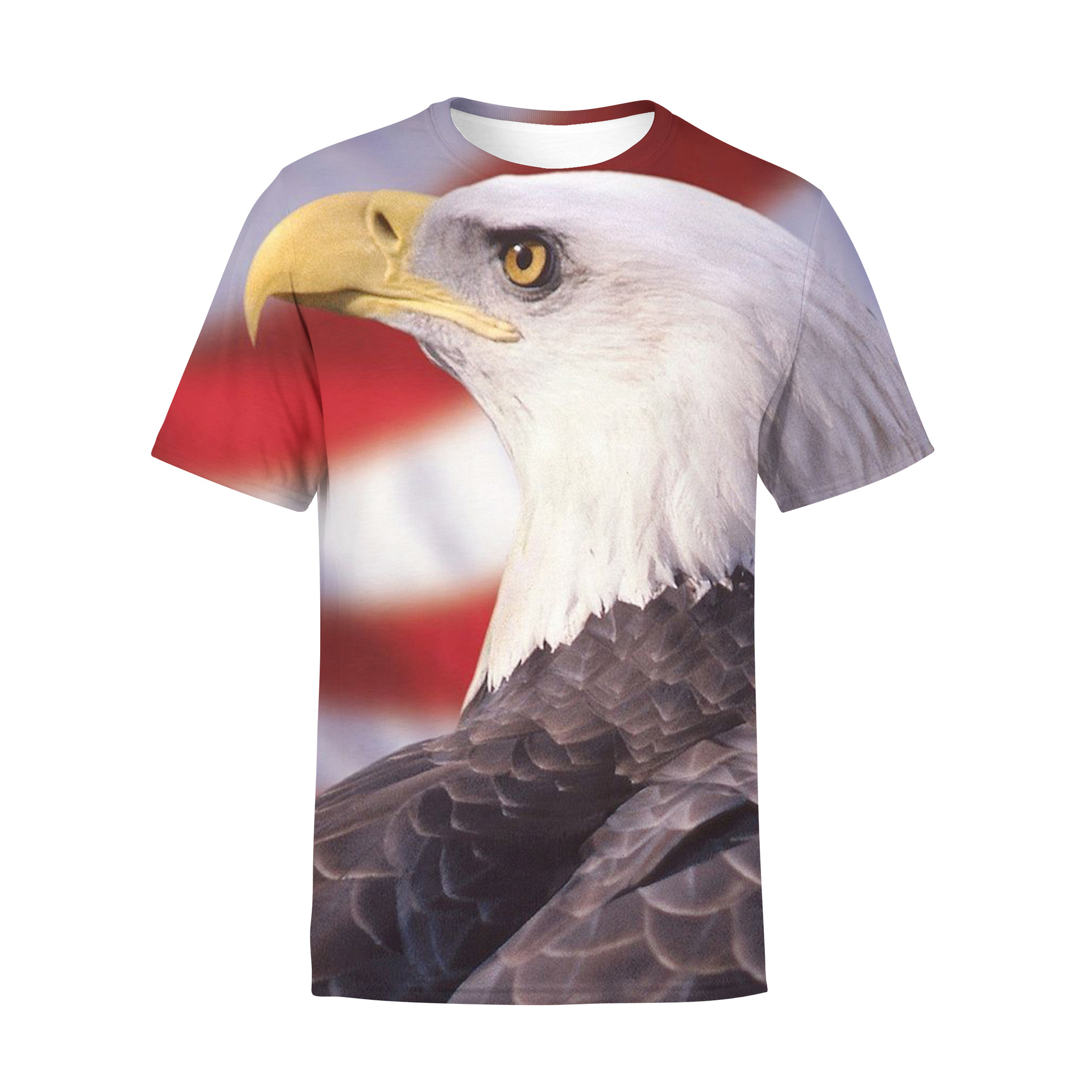2022 verano nueva manga corta 3D Impresión digital bandera americana hombres y mujeres ropa camiseta suelta