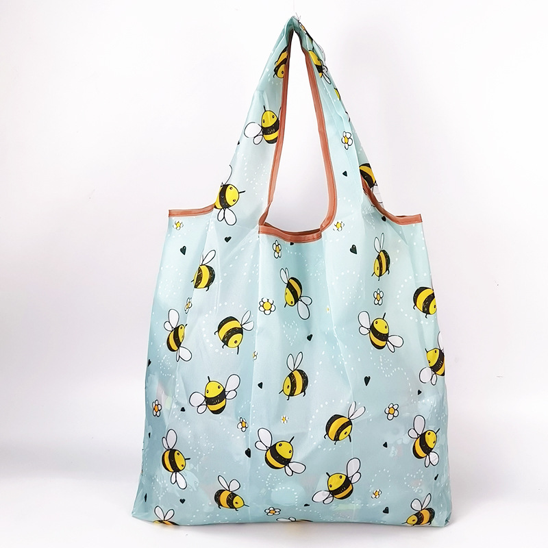 Bolso de compras de supermercado mediano de dibujos animados bolso verde bolso de moda bolso de compras plegable Portátil Bolsa de nylon impermeable image 87