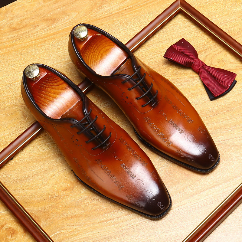 [Full] Leather Shoes, Whole Cowhide Genuine Leather, British Korean Style Trendyy Formal Shoes, Groom's Wedding Business Casual Men's Shoes