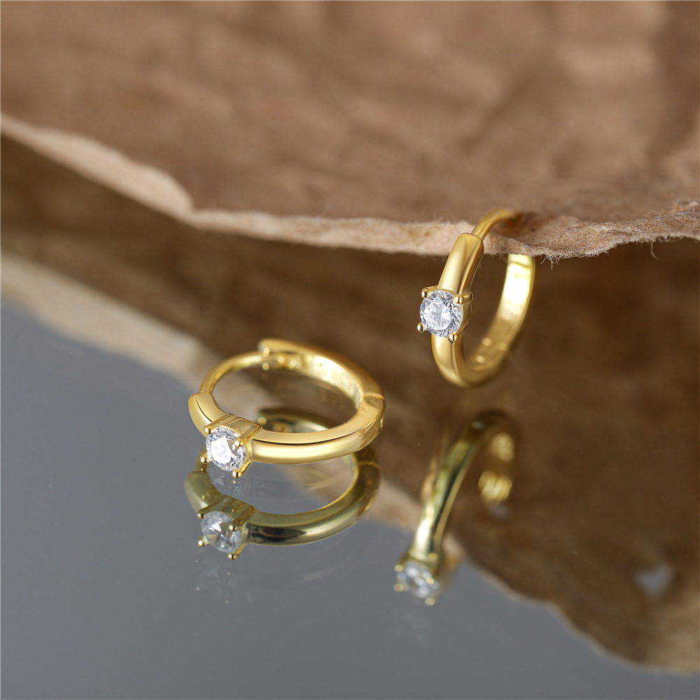 Daily Occasion 1 Pair 925 Sterling Silver Zircon Geometric Sleeper Earrings Earrings