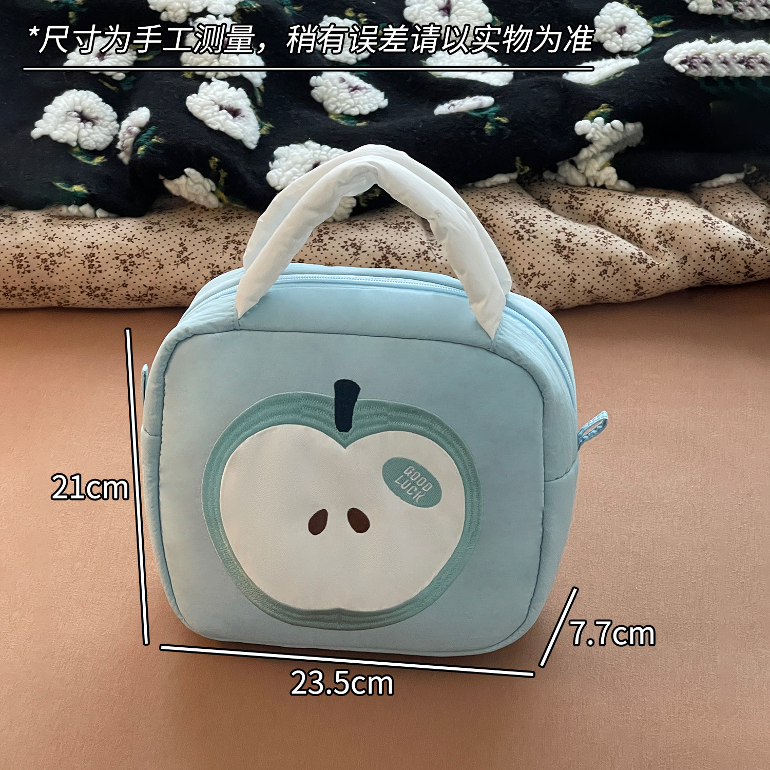 Nuevo lindo bolso de maquillaje de mano de manzana portátil de gran capacidad para mujeres bolso de lavado bolso de viaje