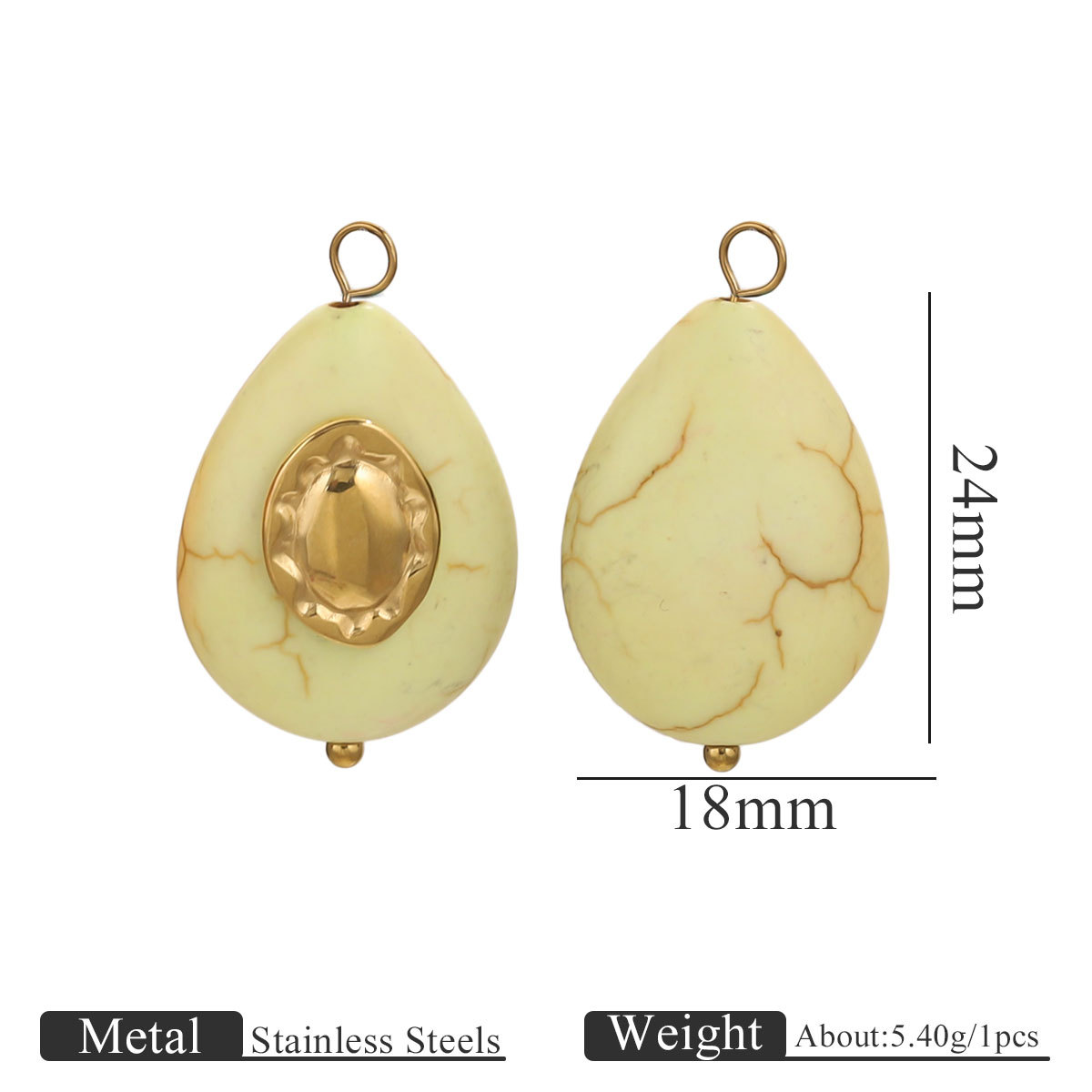 Nuevo acero inoxidable gota de piedra imitación de piedra natural agujas dobladas hechas a mano accesorios DIY accesorios al por mayor