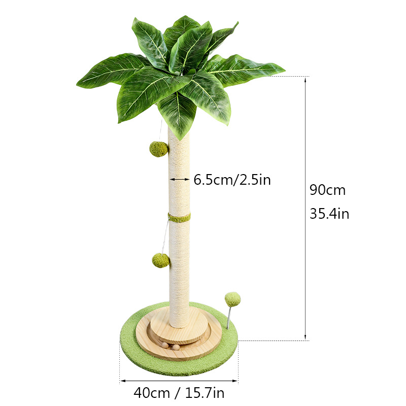 Árbol rascador para gatos con forma de cocotero, poste rascador de sisal, poste vertical para trepar, duradero, antideslizante, juguete grande para gatos, transfronterizo