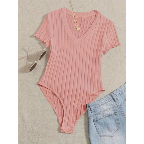 Colorful sweet style tight-fitting bodycon dress for spicy girls, slim-fit t-shirt with elastic and close-fitting design, dark buttoned knit short-sleeved top with buttons