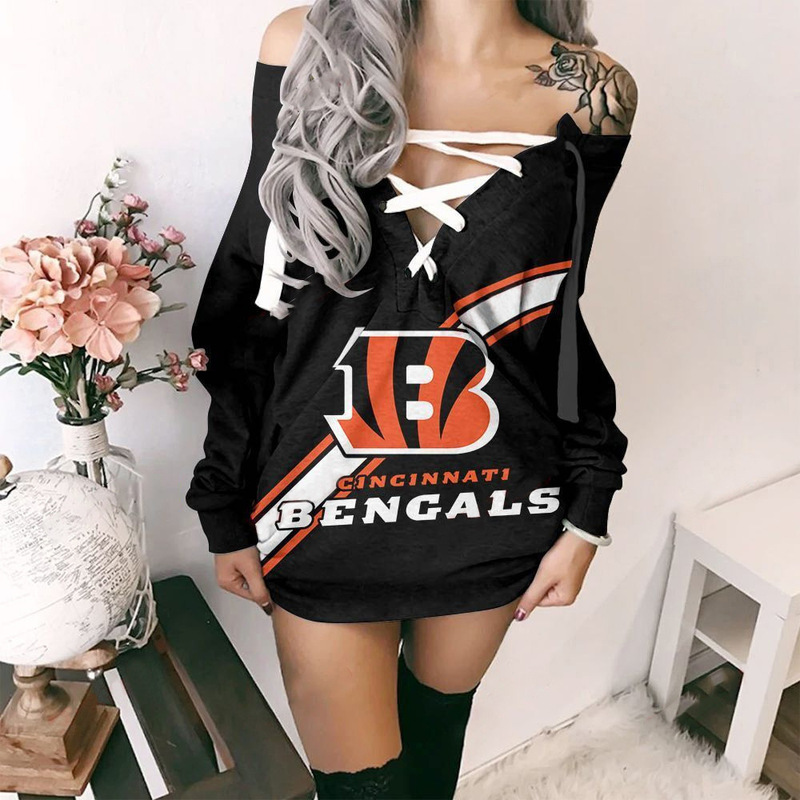 Foreign Trade Cross-Border 2025 European and American New Autumn and Winter Rugby Print Lace-Up V-Neck Off-Shoulder Sweatshirt Bodycon Skirt