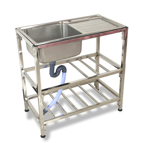 A947 kitchen stainless steel bracket basin sink double slot with bucket basin rack washing vegetables washing face washing dishes work surface