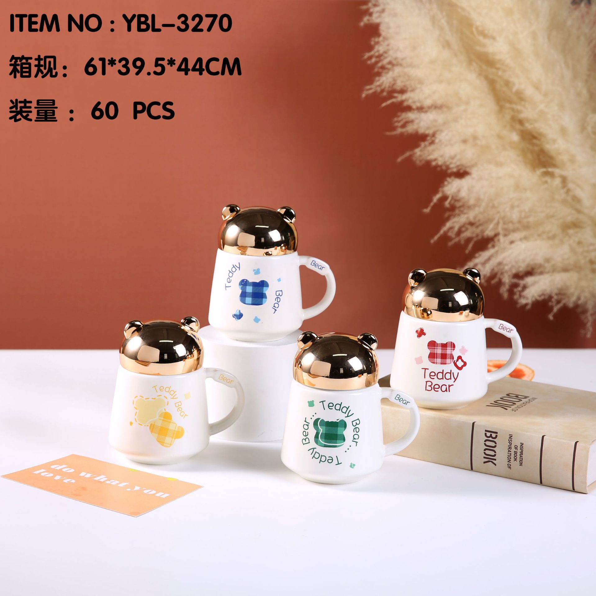 Yiwu esmalte espejo taza de visualización taza de cerámica con tapa nórdico espejo de dibujos animados taza conjunto festival regalo comercio exterior