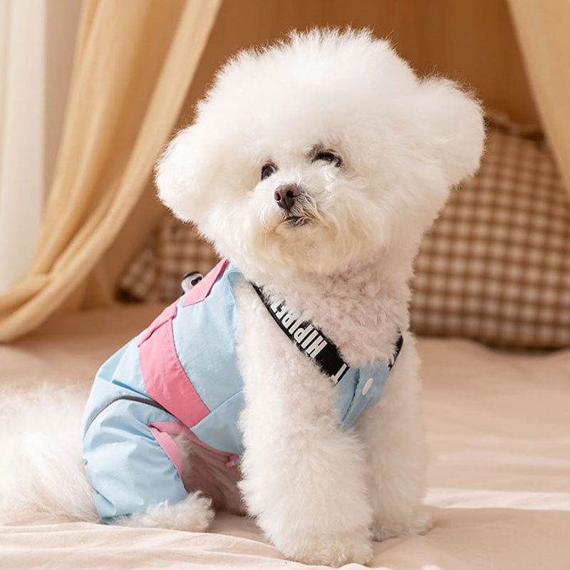 25年新作 犬用四足つなぎパンツ 防水防風 秋冬のお出かけ用 テディペット犬服|undefined
