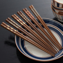 日式风家用筷子家居餐厅 彩条印花实 创意木筷子