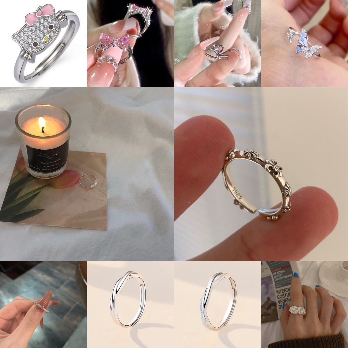 Korean-style minimalist and elegant ring, vintage design, trendy INS style, unique and niche ring, youthful and individual ring jewelry