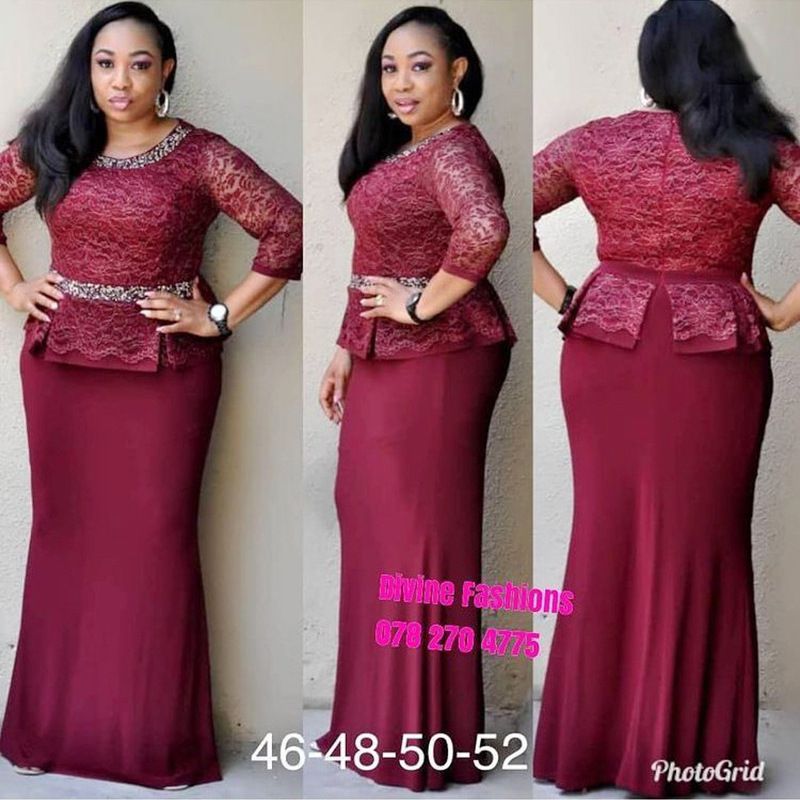 Cross-border African Plus Size Women's Clothing Mother's Christmas Dress Hollow Lace Long Dress