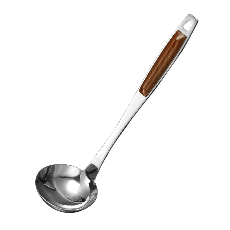 Thick 304 stainless steel hot pot spoon commercial long -handed soup spoon large leak colander drink soup spoon home restaurant restaurant