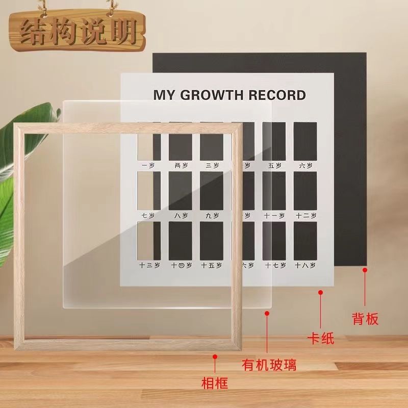 Marcos de fotos de crecimiento infantil conmemorativo de aniversario de un bebé de un año de edad 18 años iluminación del campus