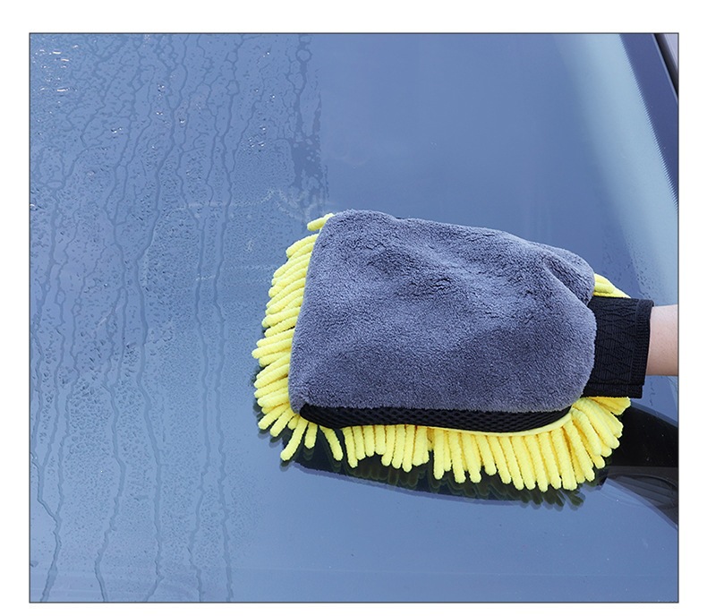 Winter Car Wash Special Waterproof Gloves, Chenille Thickened Double-Sided Car Cleaning Cloth, Plush Car Wash Tools