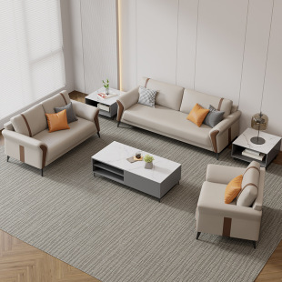 Genuine Leather Sofa, Light Luxury Minimalist Combination Chaise Lounge, Small Apartment Modern Internet Celebrity Home Italian Fabric Sofa