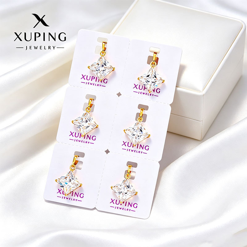 Collar para Clavícula con Circonia Cuadrada de Aleación de Cobre Galvanizado 24K para Mujer