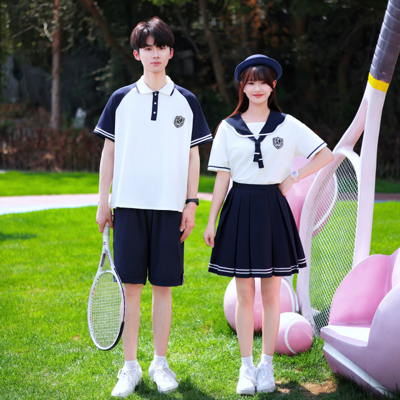 Graduation Photo Class Uniform, College Style Suit, Summer Jk Uniform, Short-Sleeved Navy Collar, Junior High School Student Stage Performance School Uniform