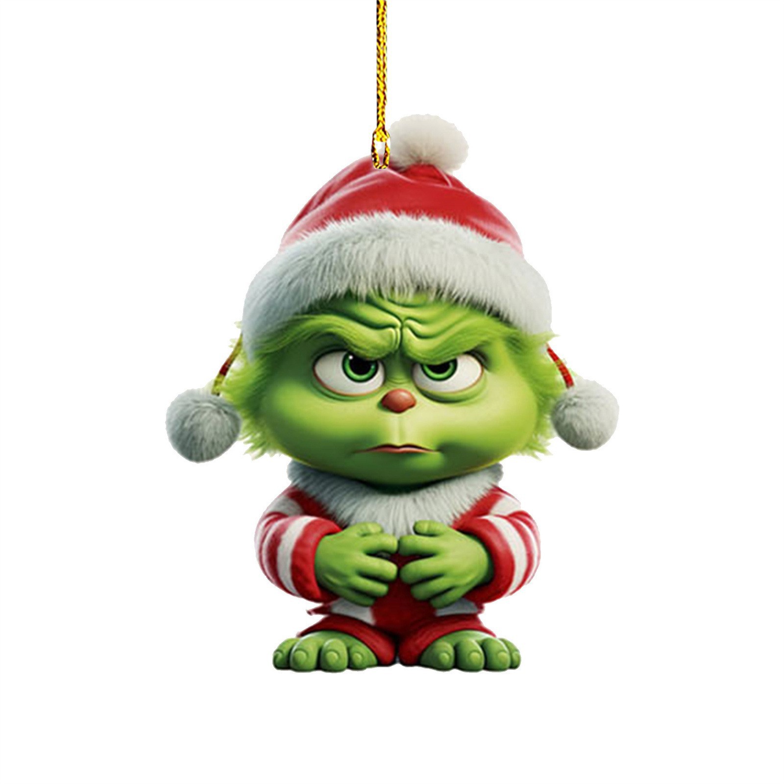 Nuevo producto transfronterizo: Colgante de coche de dibujos animados de hombreito verde para niños, decoración para árbol de Navidad y hogar.