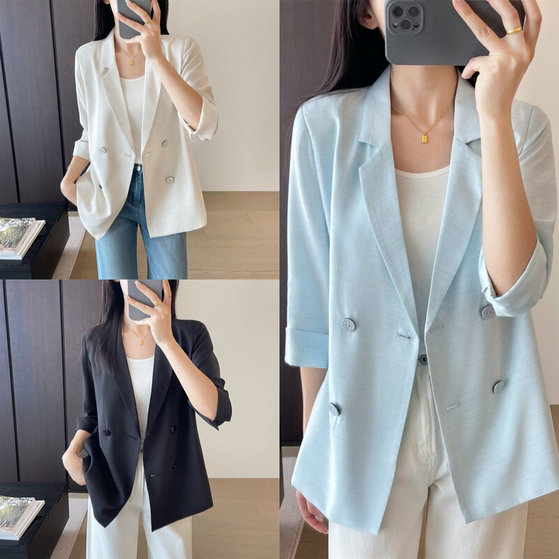 Drapey Blazer for Women 2026 Spring/Summer New Style, Elegant Korean Version, Loose Fit, Slimming, Thin, Sun-Protective Blazer for Women