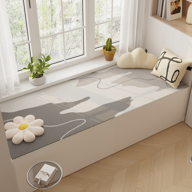 Simple y tranquilo, alfombra antideslizante de la mesa de té de la sala de estar, alfombra de cachemir, al lado de la cama del dormitorio, ventana flotante del balcón.