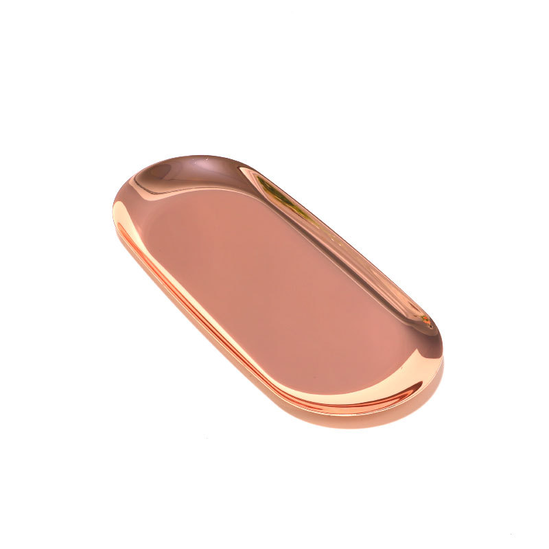 Fábrica al por mayor Acero inoxidable latón oro color primario color oval metal bandeja fruta caramelo bandeja de almacenamiento