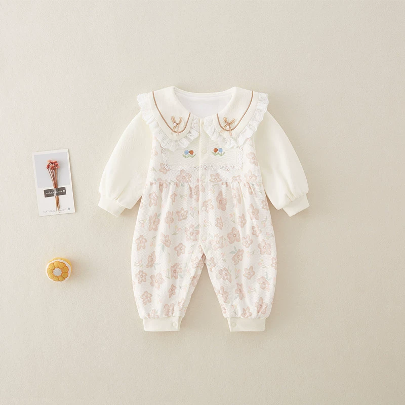 Children's spring overall for new born girl's, double-layer demi-season jacket, bodysuit for princess