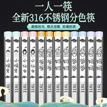 316L不锈钢筷子2023家用一人一筷家庭儿童中空防霉耐高温筷子套装