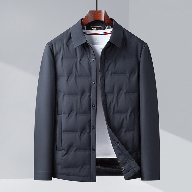 Tiktok-Style Men's down Jacket, Business Casual Men's down Jacket, Lightweight Turn-Down Collar Jacket for Middle-Aged Men