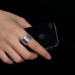 S999純銀十二生肖本命佛戒指男女士復古潮八大守護神開口心經戒指