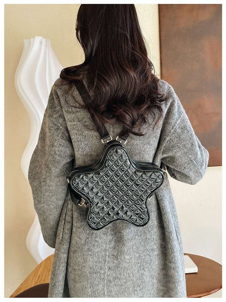 2025 New style fashionable star Backpack, diamond-shaped PVC jelly bag, fresh and sweet campus ladies' backpack undefined