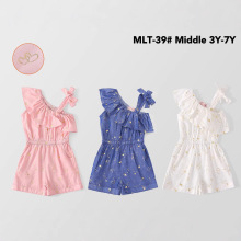 女童连体短裤新款外贸出口儿童连体裤棉质半开扣3Y-7Y夏季裤MLT39