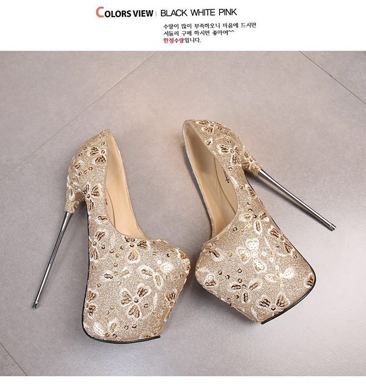 Giày cao gót nữ mũi nhọn gót 20 cm đế ren đỏ — Cỏ xanh chi tiết 24