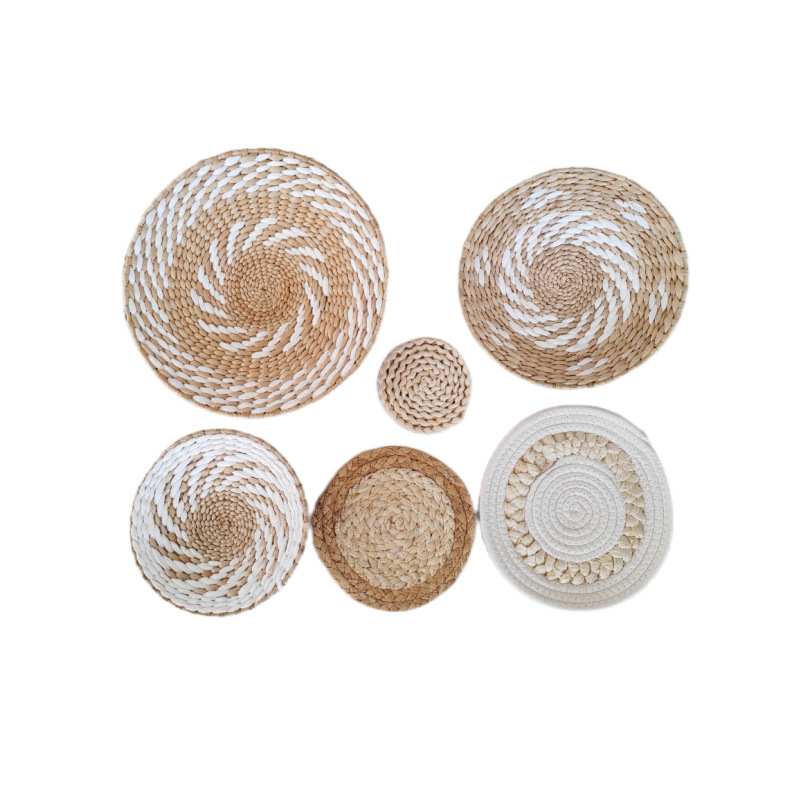 Nordic ins porche paja casa de familia hecha a mano heno ratán decoración de pared colgante decoración de pared pared pared pintura de pared