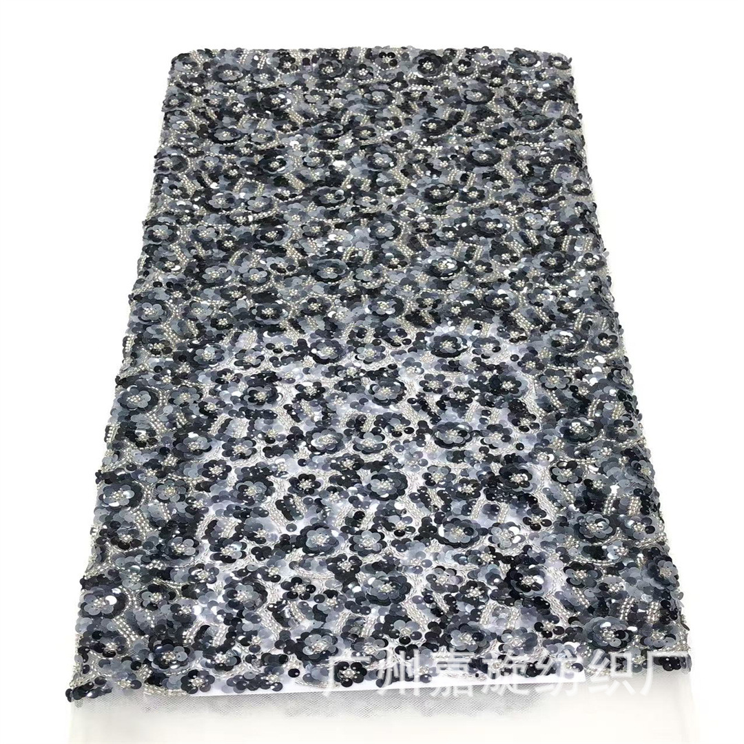 Transfronterizos nuevos pequeños daisy laminado sequela tela de malla encaje de doble color tubo de perlas vestido vestido de ropa infantil vestido cheongsam tela