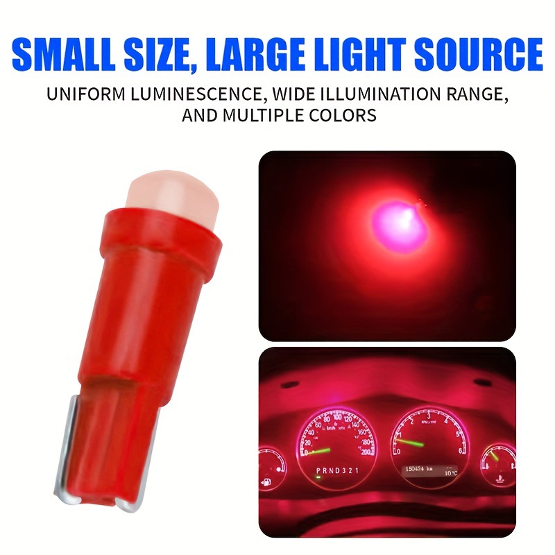 10Pcs Car Led Instrument Lights with Lamp Holder T5Cob Diffused Light 1Smd Indicator Light Gear Shift Headlight Rearview Mirror Light