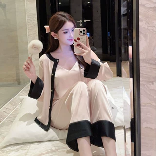 YL024【古董小香】春夏新款冰丝法式轻奢小香风开衫高级感三件套