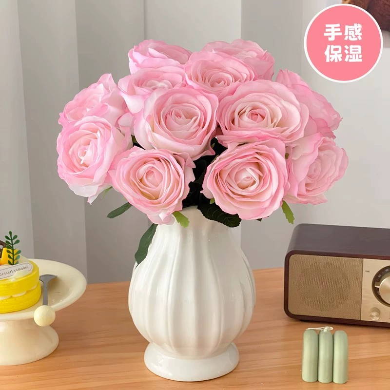Элитное увлажняющее искусственное розовое цветочное украшение для гостиной, декоративный букет из бионических сухоцветов