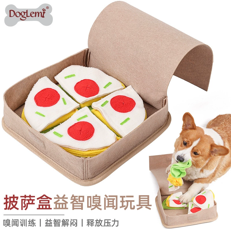 Amazon Pet Dog Пицца Коробка Головоломки Запах Игрушки Скрытая еда Играть Обучение Декомпрессия Игрушки для домашних животных оптом
