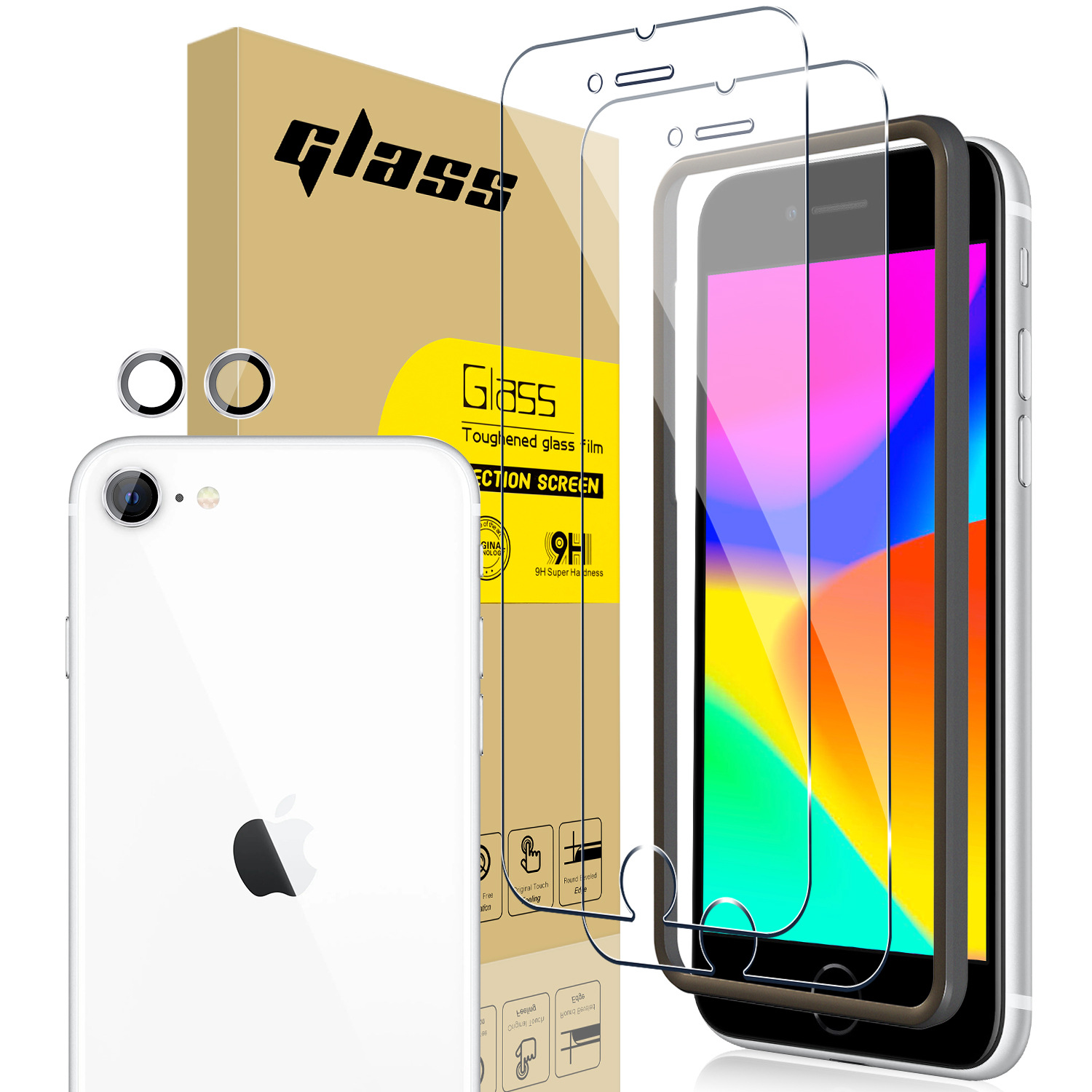 真机数据 适用iPhone SE3（2022款）钢化膜苹果精孔白片贴膜神器